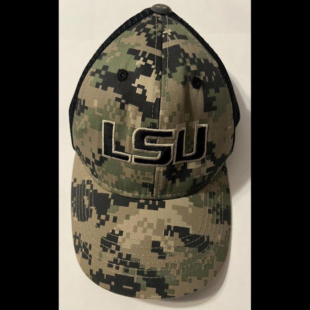 captivating headgear LSU Digital Camouflage Baseball Cap With Black Mesh Back